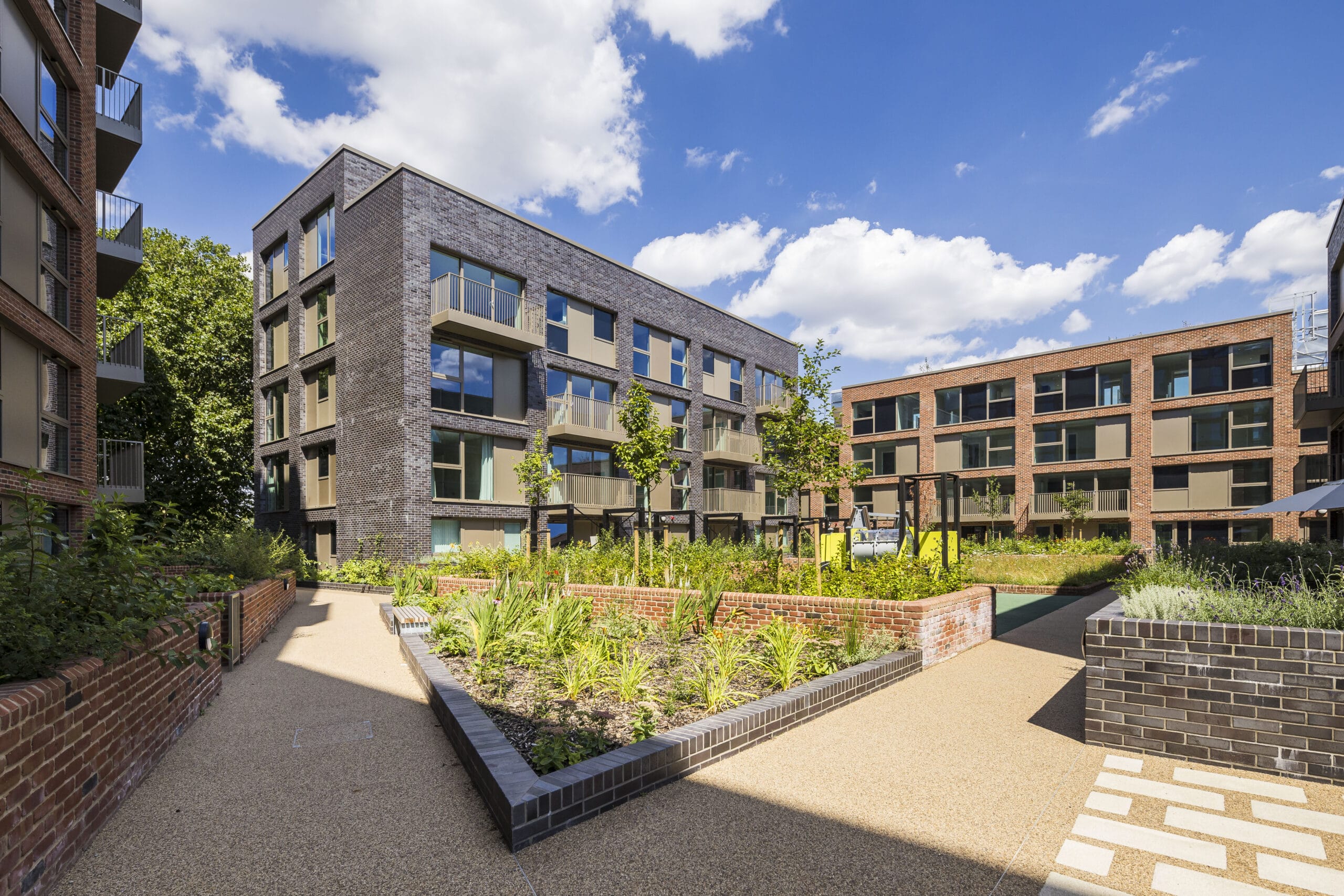 The Podium communal gardens full of plants.