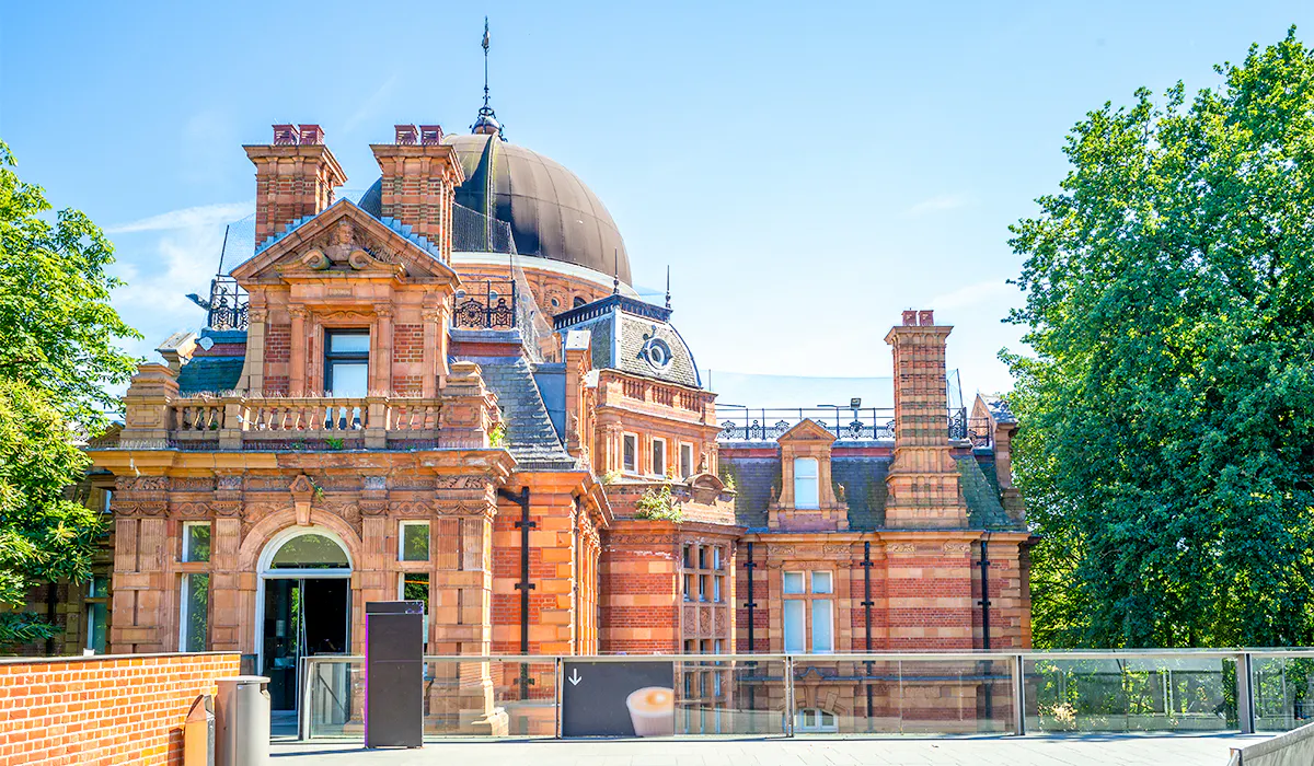 The exterior architecture of the Royal Observatory in Greenwich.