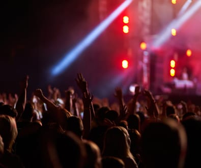 A crowd of people enjoying a live music performance.