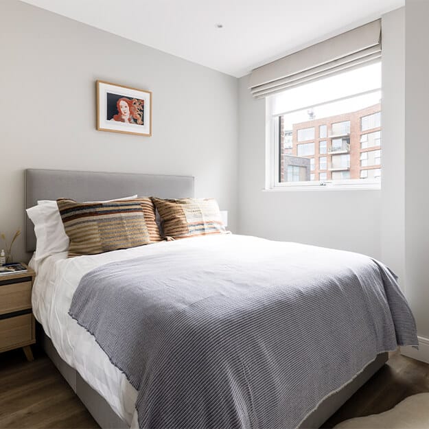 A bedroom at Neptune Wharf in Deptford