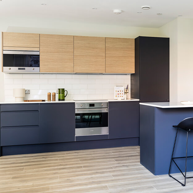 A kitchen area at Neptune Wharf