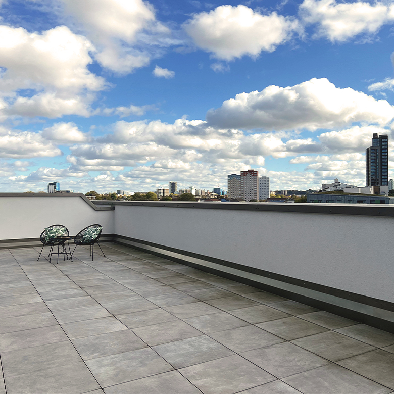 Penthouse terrace at Neptune Wharf