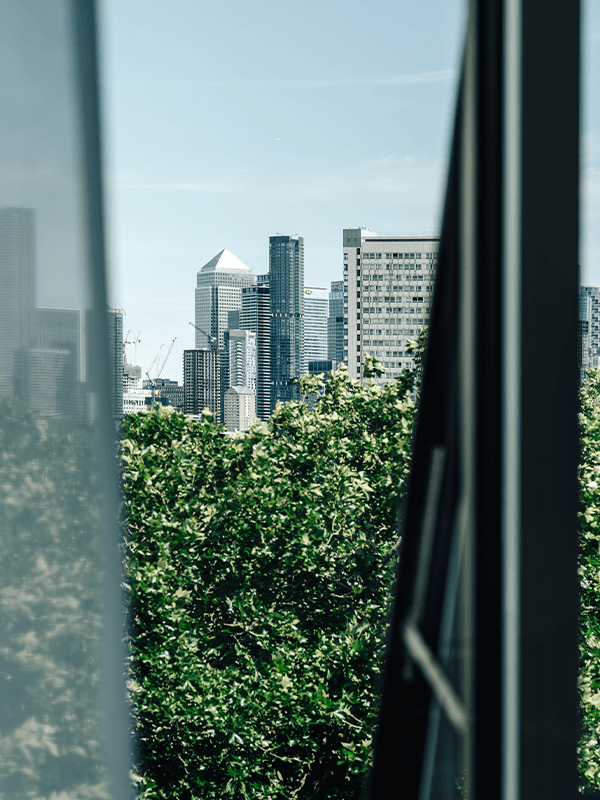 A view of Canary Wharf from an apartment in Neptune Wharf.