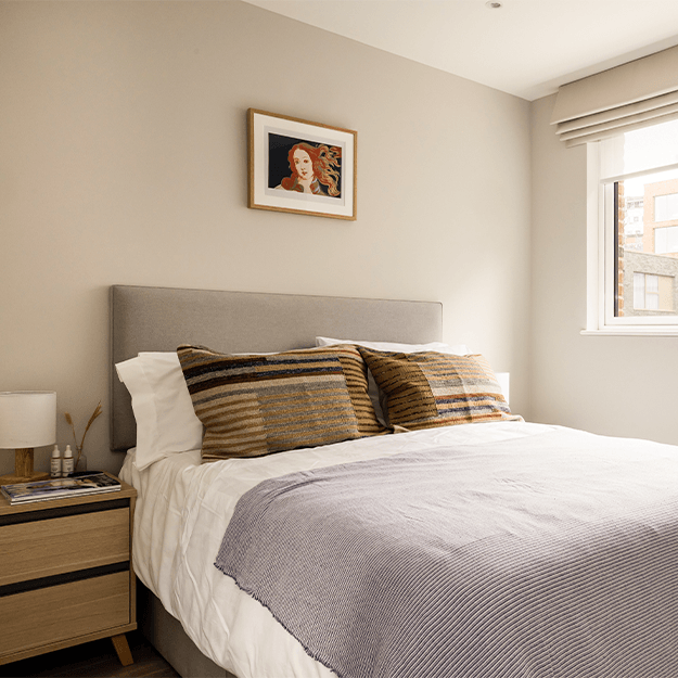 A bedroom at Neptune Wharf in Deptford