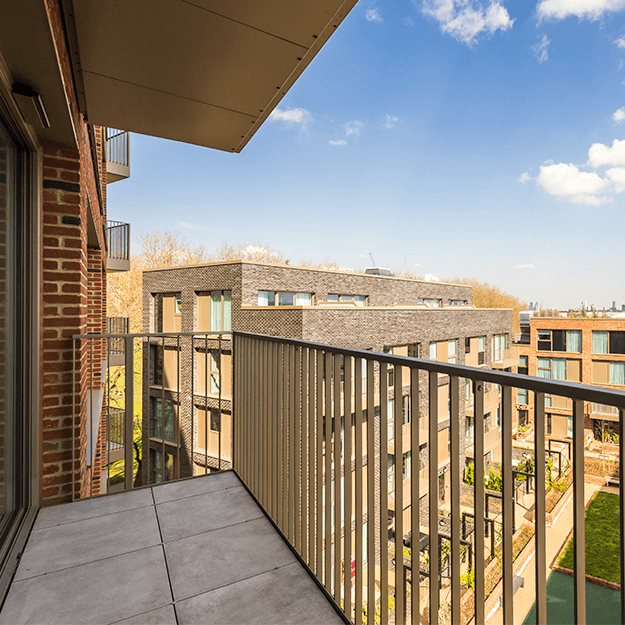 A balcony view from an apartment at Neptune Wharf
