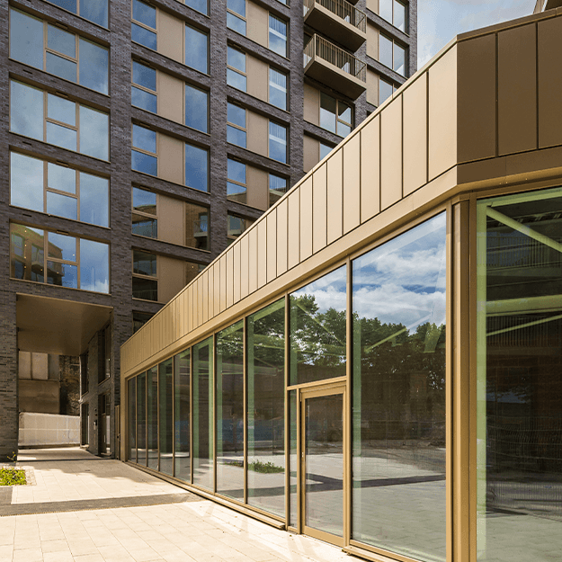 The exterior of a commercial unit at Neptune Wharf SE8